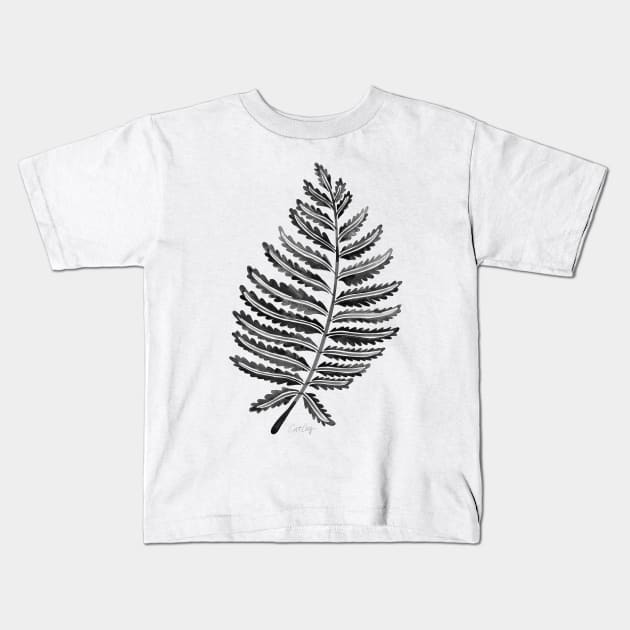 fern leaf black Kids T-Shirt by CatCoq